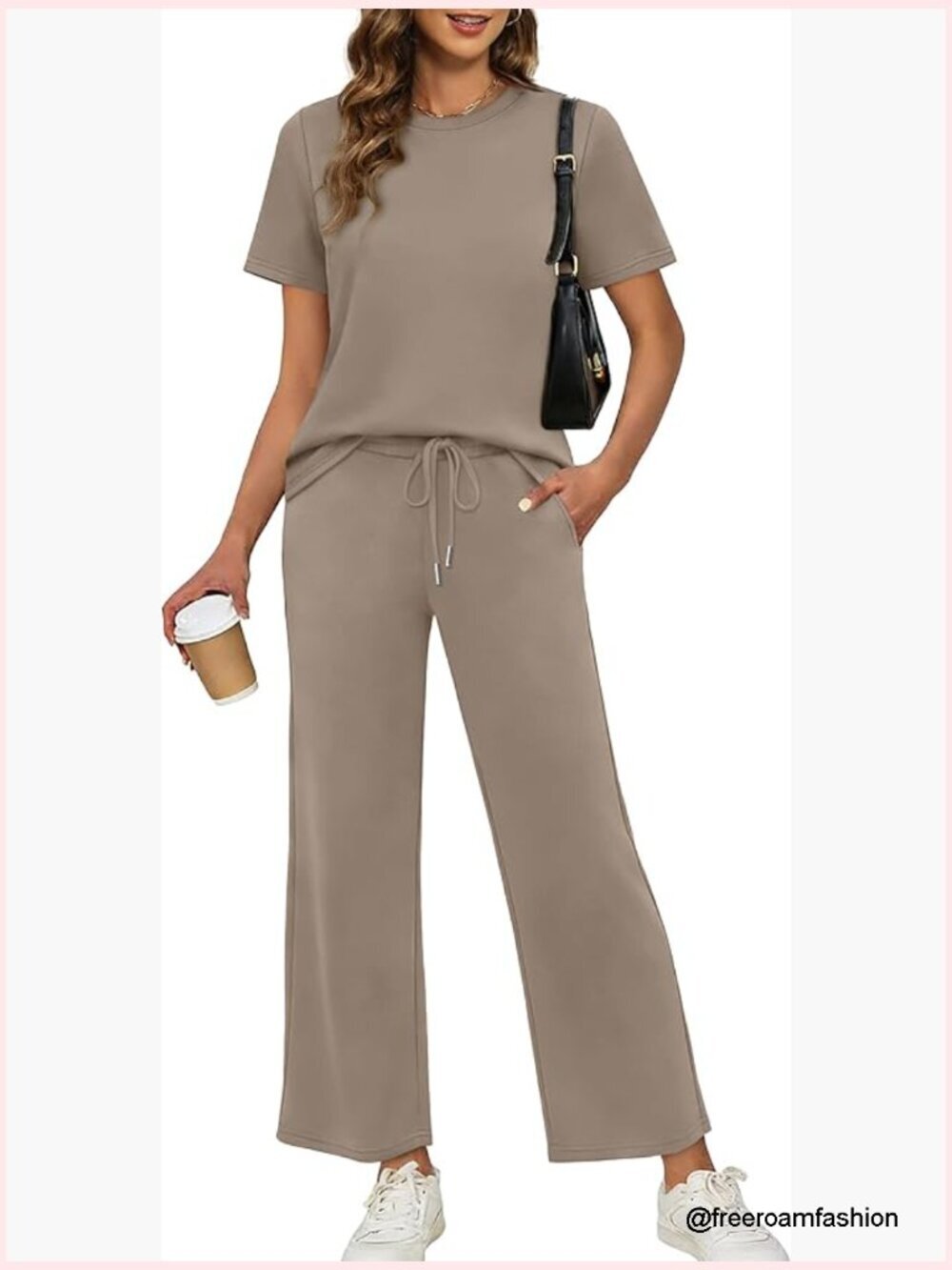 Women's Side Slit Lounge Set 2 Piece Travel Outfits Wide Leg Tracksuits S-3XL